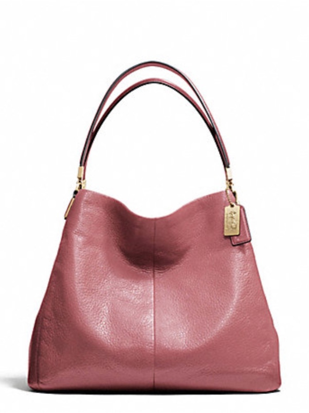 Coach “ Madison” Pebbled Leather Shoulder Tote with Gold Hardware